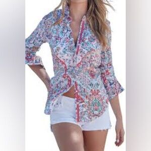 Cino Classic Mixed Print Cotton Shirt Size Medium